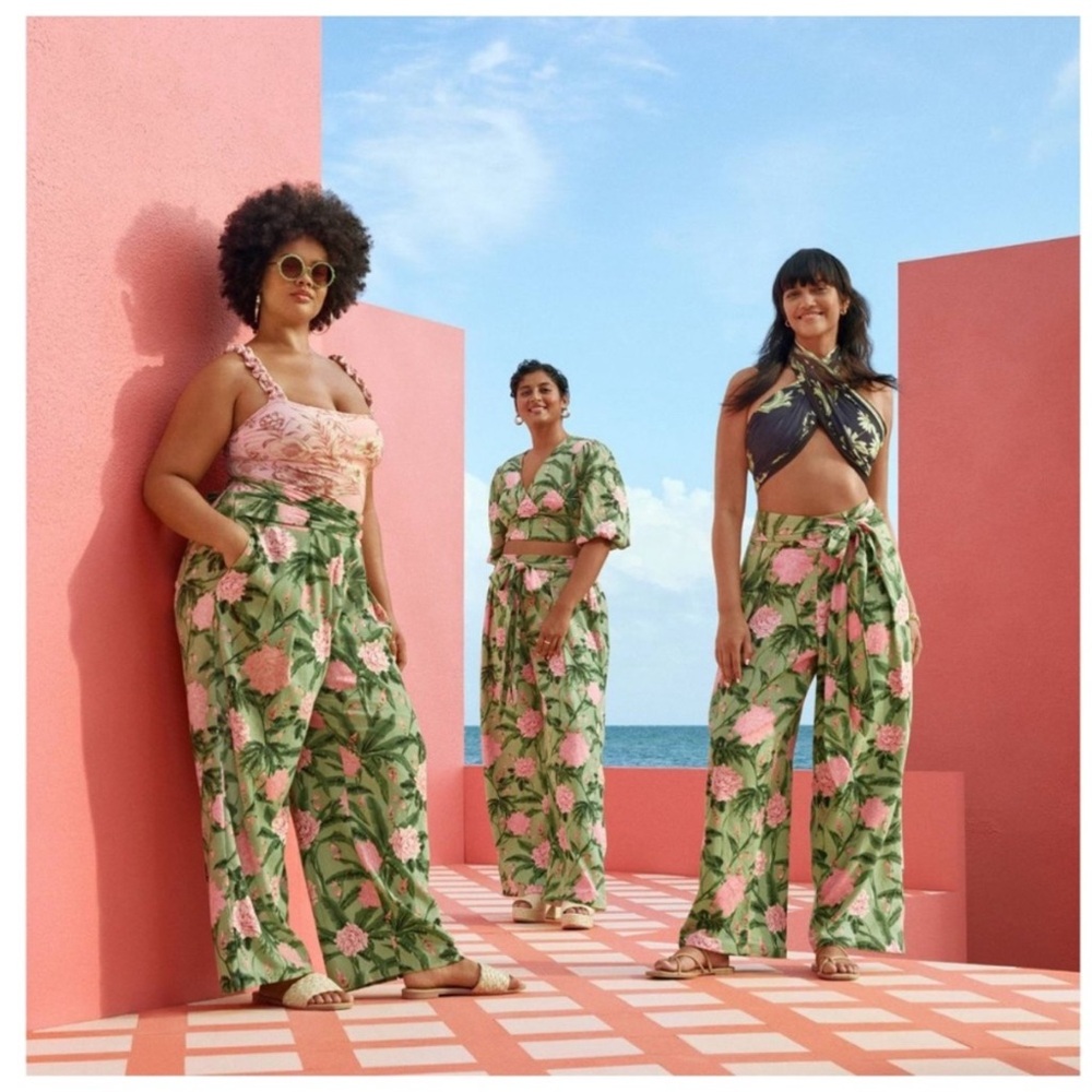 Agua Bendita x Target Green and Pink Blush Peony Pants - Picture 4 of 8